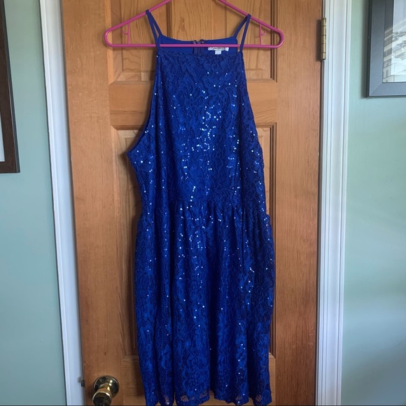 Speechless Dresses & Skirts - Sparkly Blue Halter Dress by Speechless - Size XXL